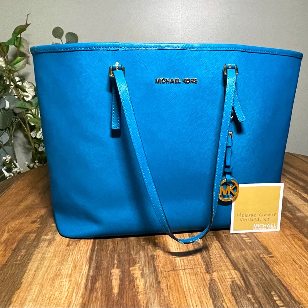 Michael Kors Saffiano Leather Large Turquoise Tote